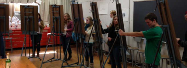 art students at their easels