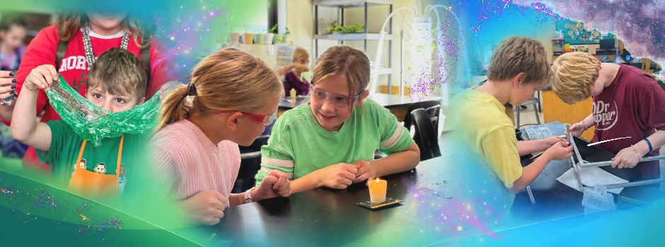 Coopersville Area Public Schools students explore hands-on STEM activities, including a science experiment, working with materials and building an engineering structure.